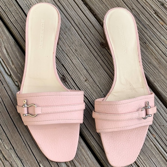 Burberry Shoes - Burberry Leather Buckle Slides Sandals Shoes 37.5